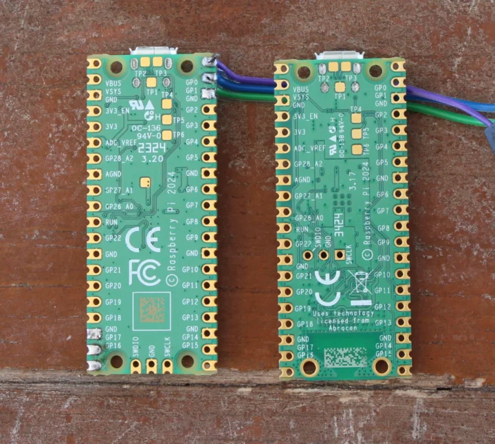 Raspberry Pi Pico 2 vs Raspberry Pi Pico 2 W bottom