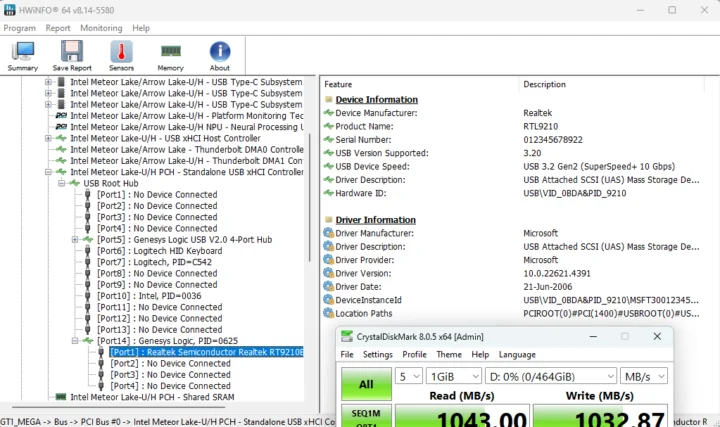 Realtek RTL9210 USB 3.2 Mass Storage Device