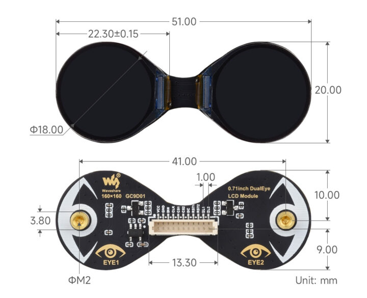 0.71inch DualEye LCD Module details size