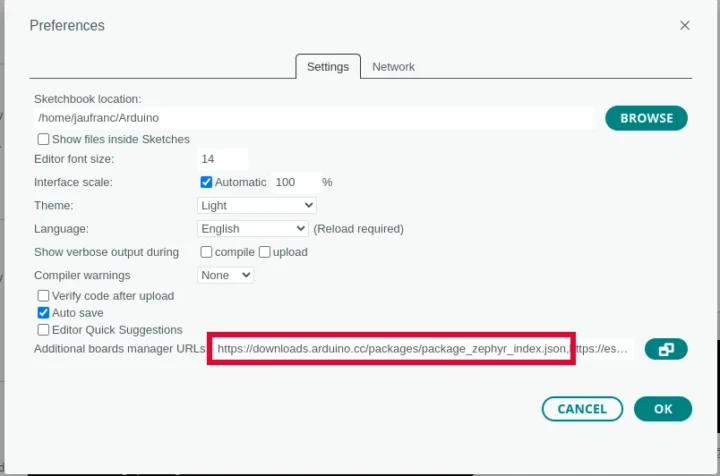 Arduino Zephyr board manager URLs