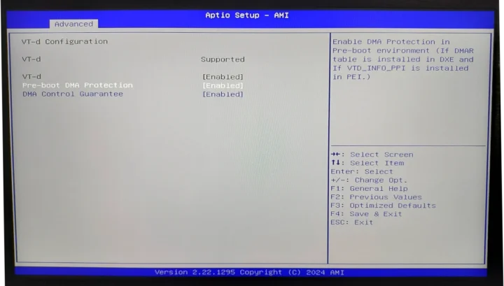 Aptio Setup AMI BIOS VT-d Configuration