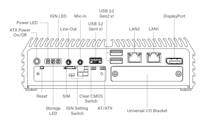 Cincoze DC-1300 front panel