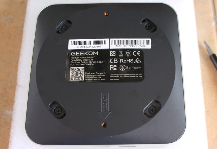 GEEKOM A6 Mini PC bottom