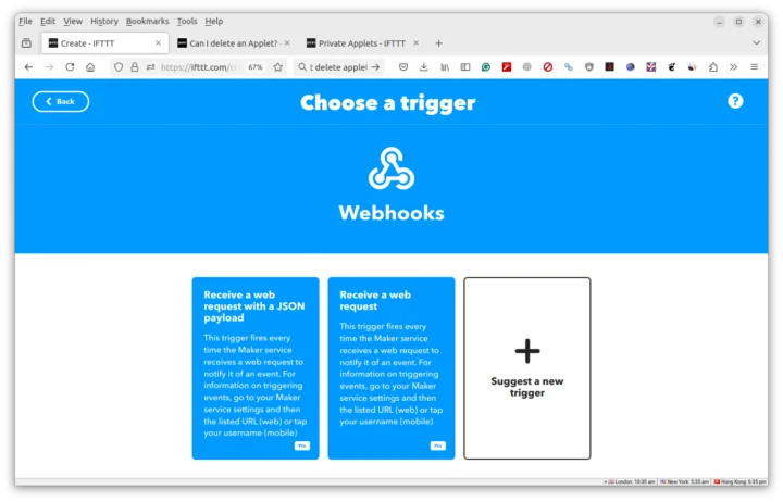 IFTTT Webhooks