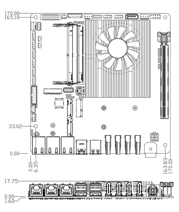 Jetway MTX-MTH1 Dimension