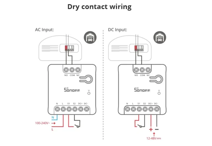 SONOFF MINI-D dry contact wiring