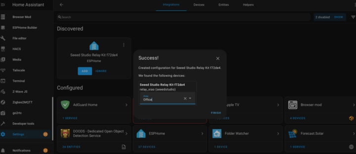 Seeed Studio 2-channel AC Wi-Fi Relay Home Assistant integration