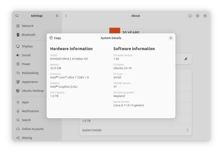 Ubuntu 24.04 Linux Intel Core Ultra 7 258V Wayland