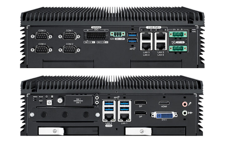 Vecow ECX 4000 Intel 200S powred fanless Edge AI system front and back