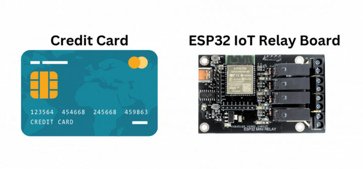 Credit card-sized ESP32 quad relay board