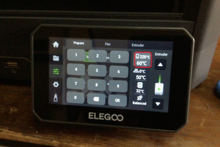 ELEGOO 3D printer temperature settings