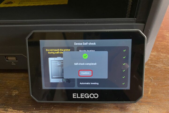 ELEGOO Centauri Carbon Setting Self check complete