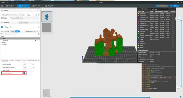 ElegooSlicer Enable Support