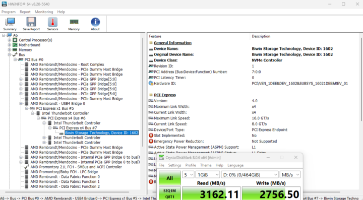 GEEKOM A6 USB4 port test