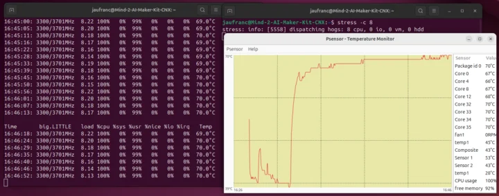 Khadas Mind 2 AI Maker Kit Stress Test Ubuntu 24.10