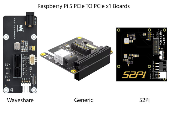 Raspberry Pi PCIe x1 adapter boards