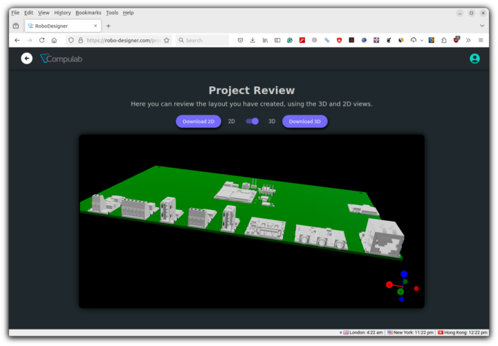 RoboDesigner SBC designer program 3D view