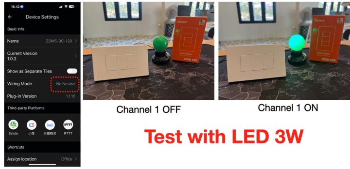 Sonoff ZBM5 Test 3W LED