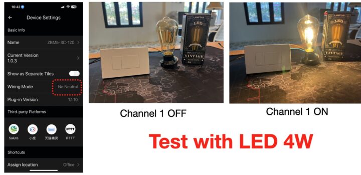 Sonoff ZBM5 Test 4W LED