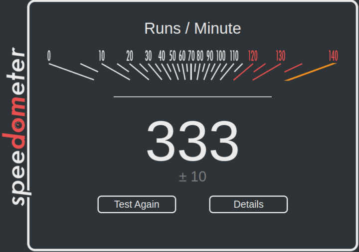 Speedometer 2.0 test Chrome browser