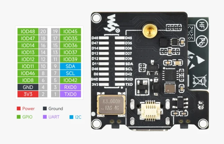 Waveshare ESP32-S3 thermal camera pinout diagram