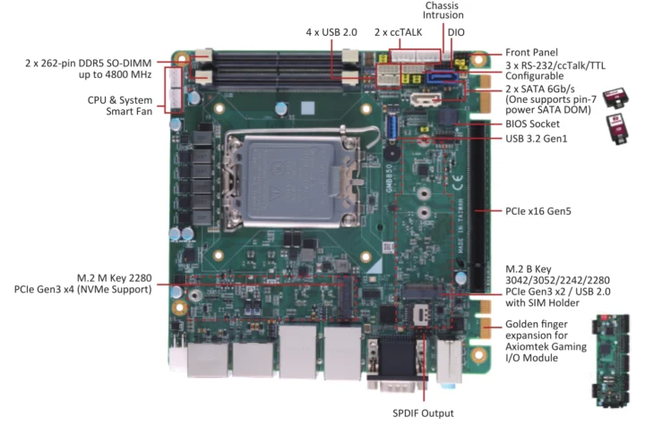 Axiomtek GMB850 motherboard for casino gaming