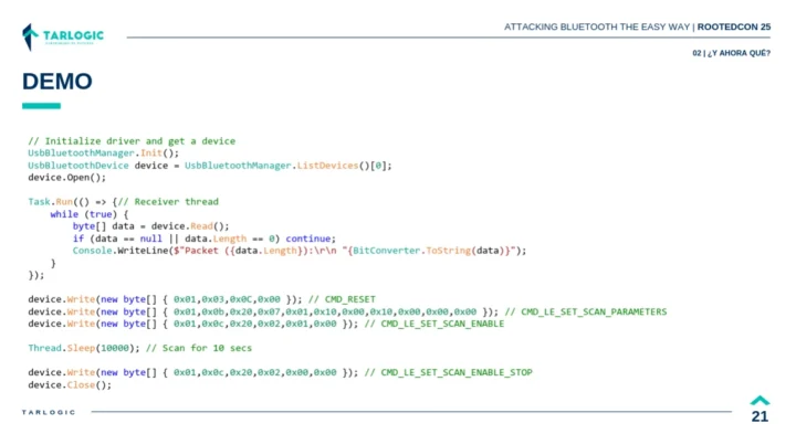 Demo code running undocumented ESP32 HCI commands