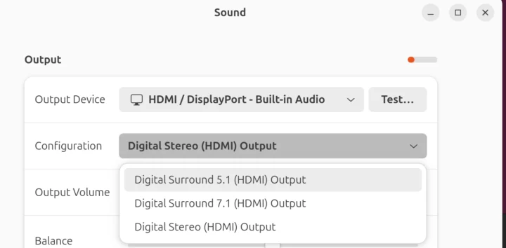 Ubuntu HDMI DIsplayPort Sound Configuration