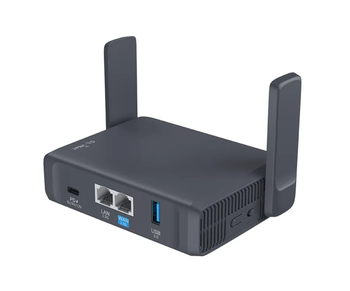 WiFi 7 travel router dual 2.5GbE USB